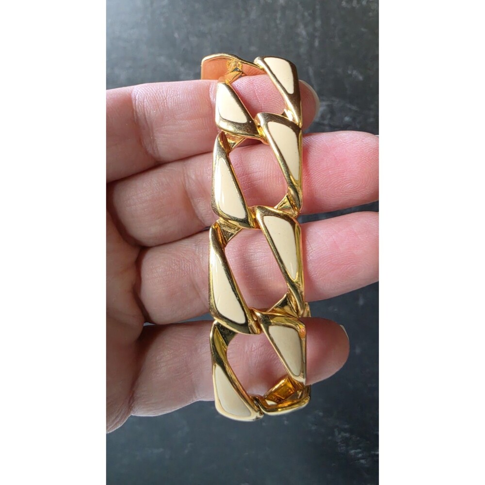 Napier Enamel & Gold Tone Metal Bracelet Vintage Costume Jewelry NWT